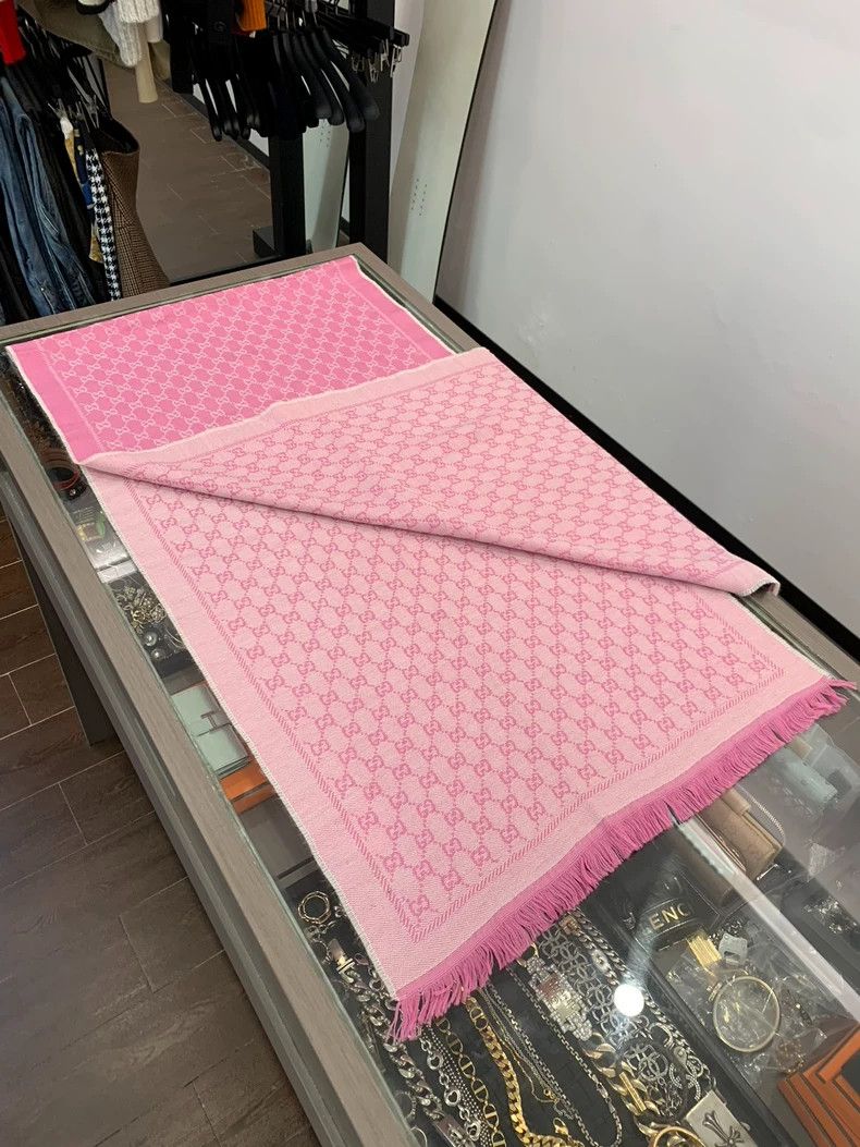Gucci Gucci Pink Wool Logo Double-Sided Scarf Size ONE SIZE - 5 Thumbnail