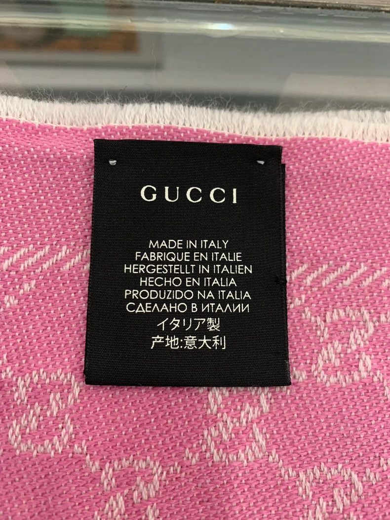 Gucci Gucci Pink Wool Logo Double-Sided Scarf Size ONE SIZE - 7 Thumbnail