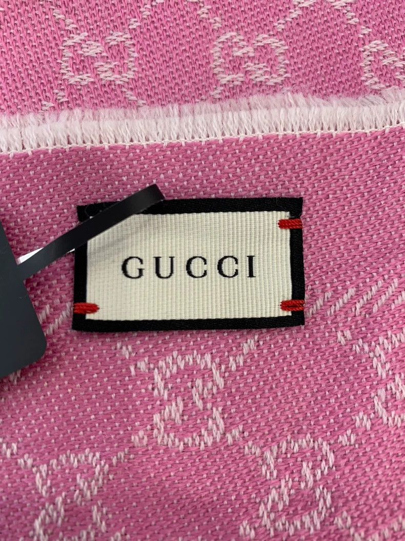 Gucci Gucci Pink Wool Logo Double-Sided Scarf Size ONE SIZE - 6 Thumbnail