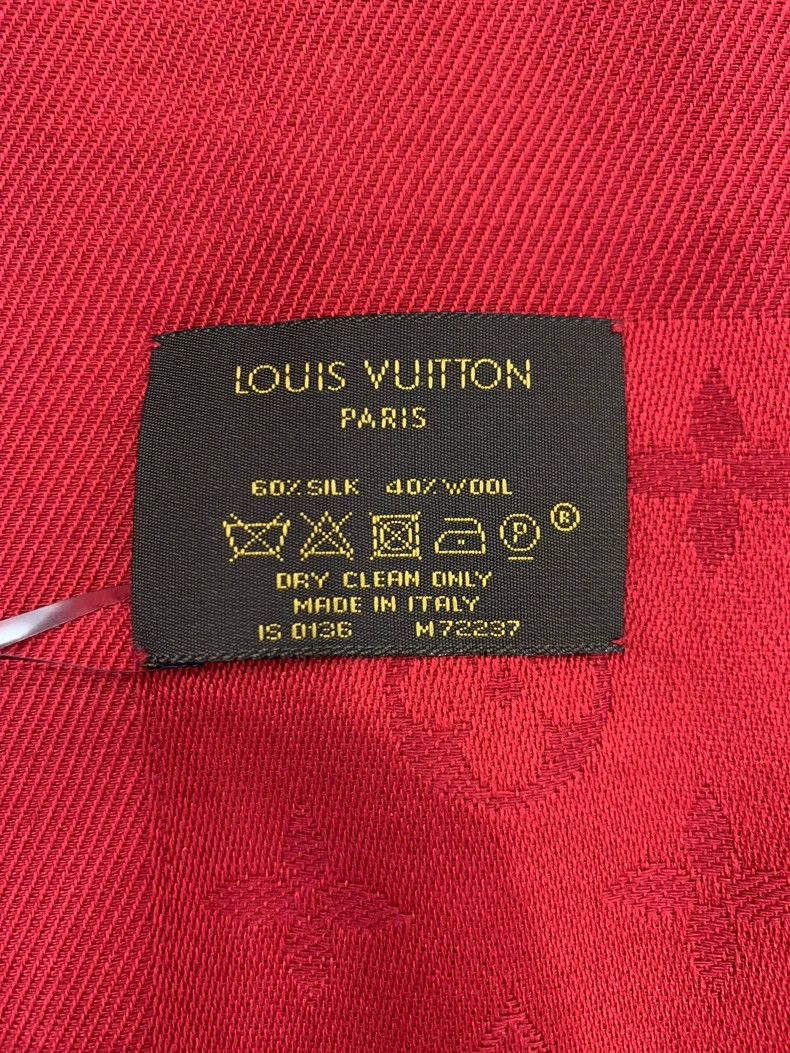 Louis Vuitton Louis Vuitton Red Monogram Silk Scarf Size ONE SIZE - 6 Thumbnail