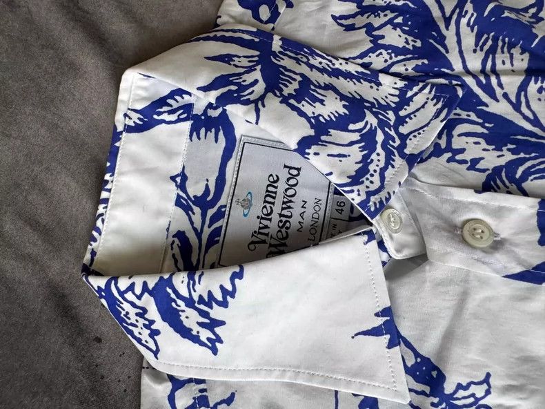Vivienne Westwood Vivienne Westwood Blue Floral Curved Shirt - dmc Size M / US 6-8 / IT 42-44 - 3 Thumbnail