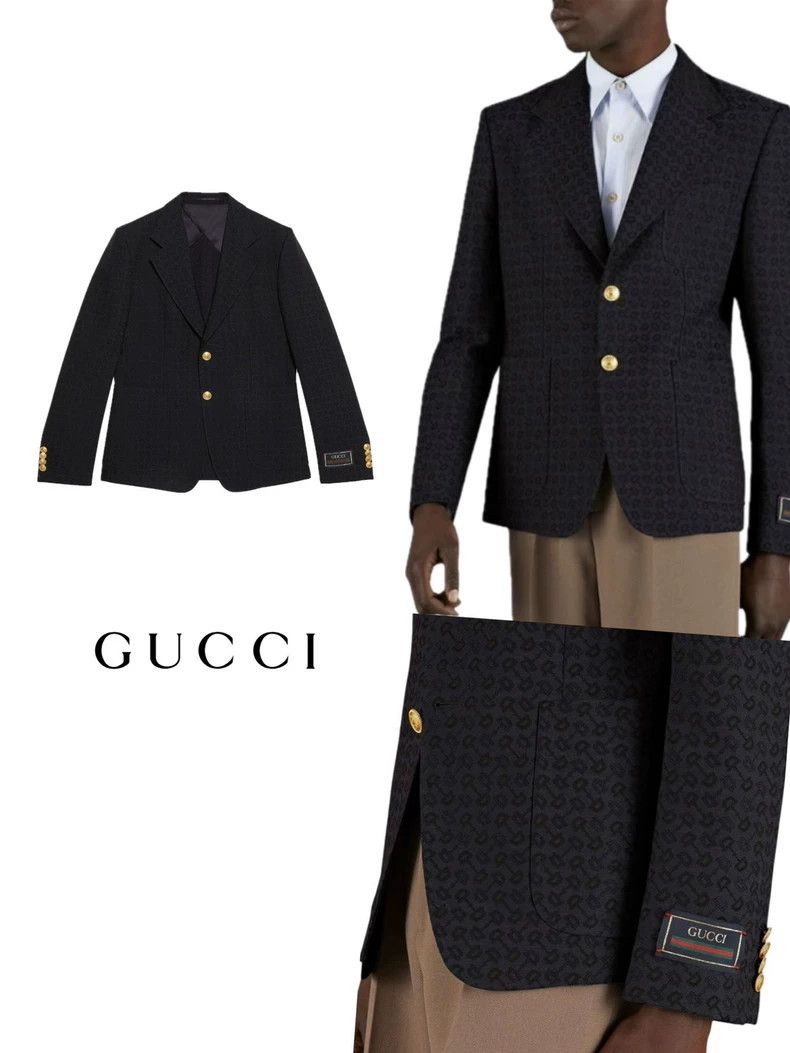 Gucci Gucci 23SS Horsebit Print Single Breasted Blazer - dmc Size M / US 6-8 / IT 42-44 - 9 Thumbnail