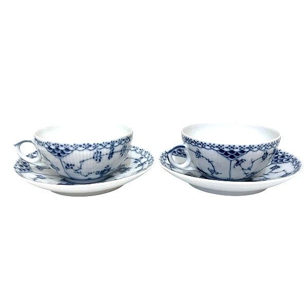 Other Other Royal Copenhagen Blue Fluted Half Lace Teacup Saucer Set Ceramic Other Size ONE SIZE - 2 Thumbnail