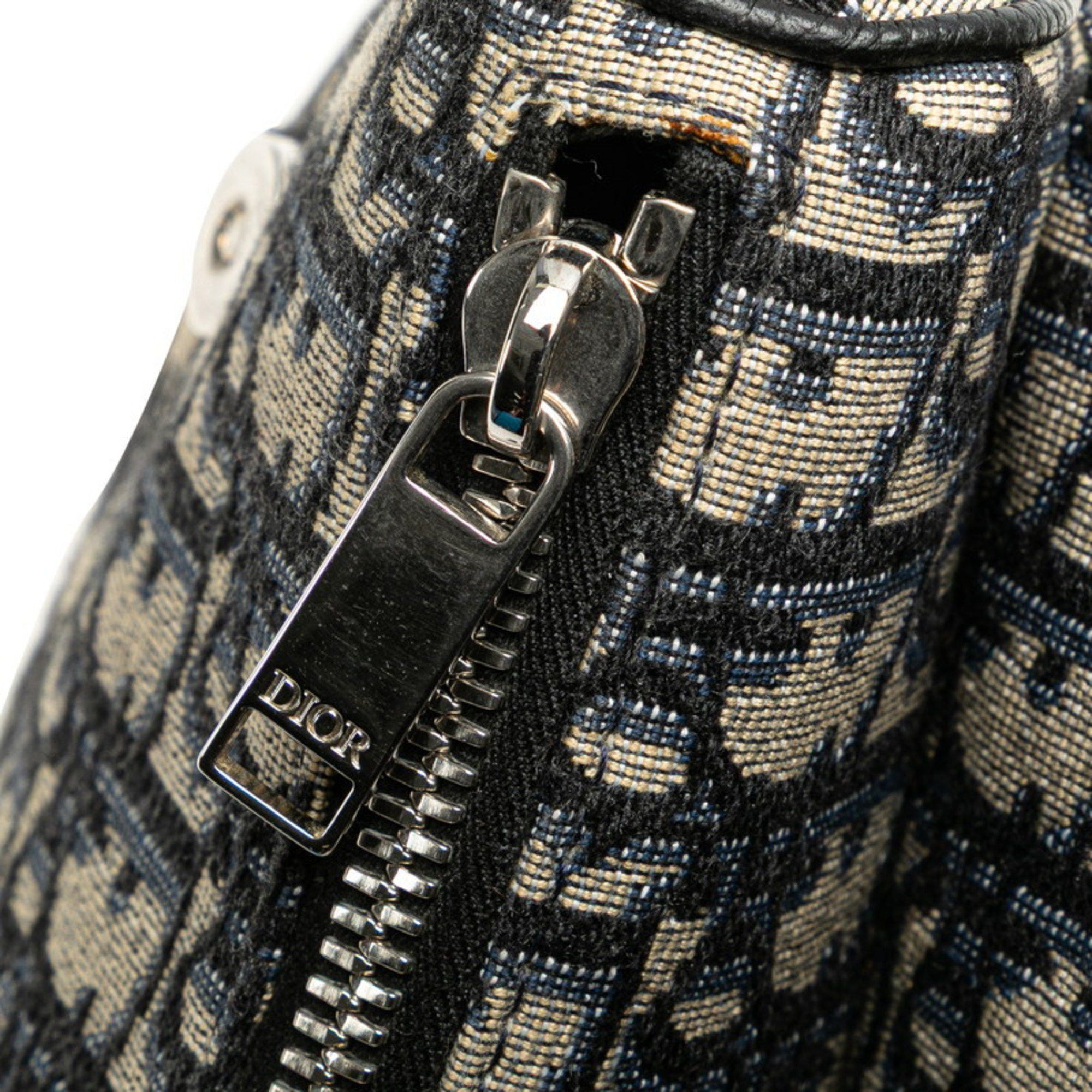 Dior Christian Dior Dior Oblique Saddle Bag, Body Shoulder Navy, Beige, Canvas, Leather, Women's, Size ONE SIZE - 8 Thumbnail