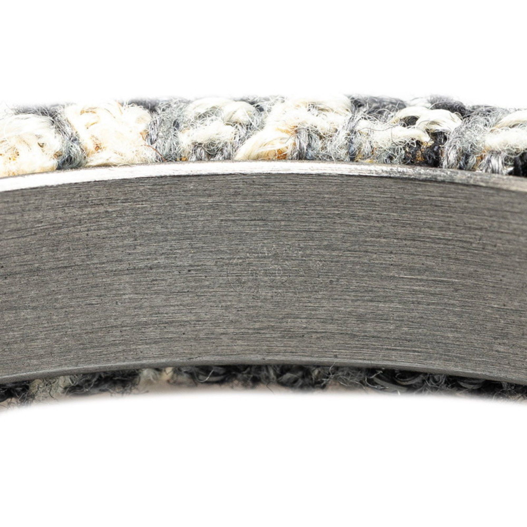 Chanel Chanel Coco Mark Bangle in White, Gray, Black, Tweed, and Metal. Women's. Size ONE SIZE - 4 Thumbnail
