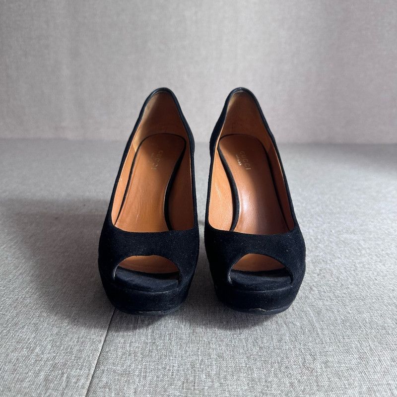 Gucci Gucci Black Peep-Toe High Heels 0079 Size US 5 / EU 37 - 2 Thumbnail