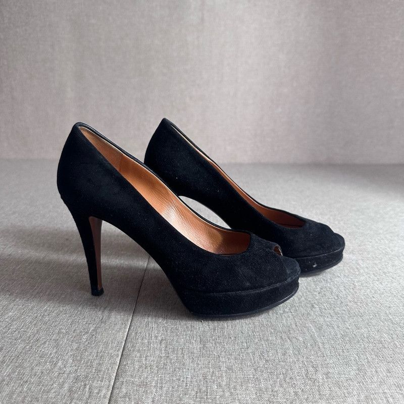 Gucci Gucci Black Peep-Toe High Heels 0079 Size US 5 / EU 37 - 6 Thumbnail