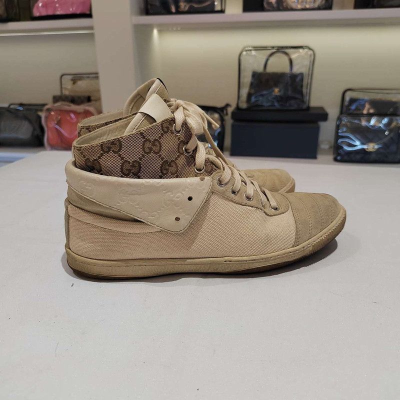 Gucci Gucci Brown High-Top Logo Sneakers for Men and Women 0079 Size US 6.5 / EU 39-40 - 4 Thumbnail