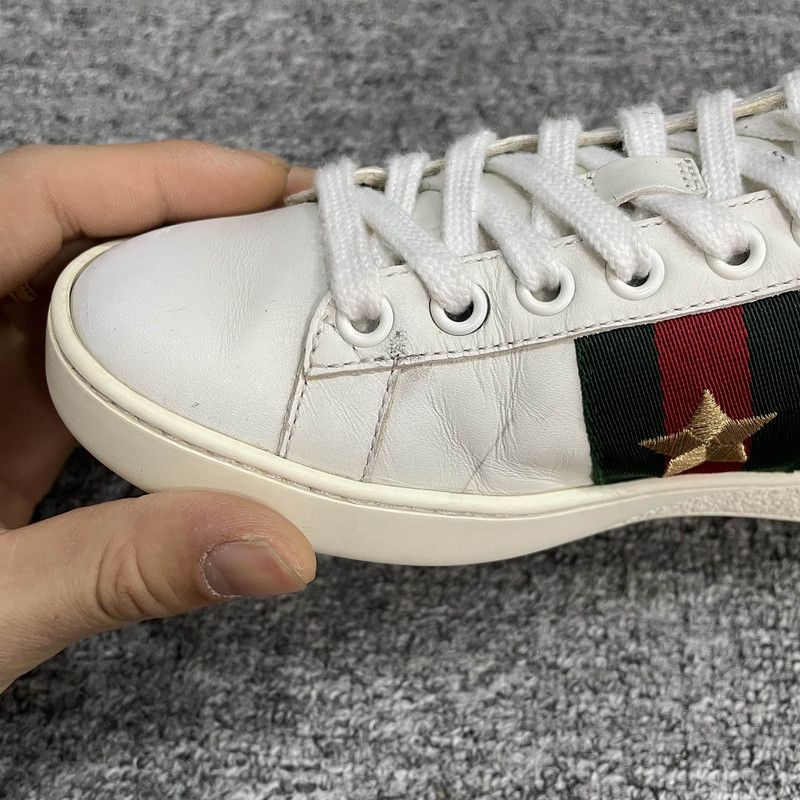 Gucci Gucci ACE Leather Embroidered Sneakers for Women 0079 Size US 4.5 / IT 34.5 - 6 Thumbnail