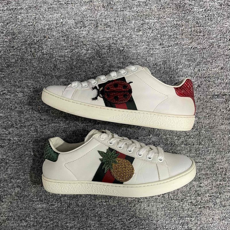 Gucci Gucci ACE Leather Embroidered Sneakers for Women 0079 Size US 4.5 / IT 34.5 - 10 Thumbnail
