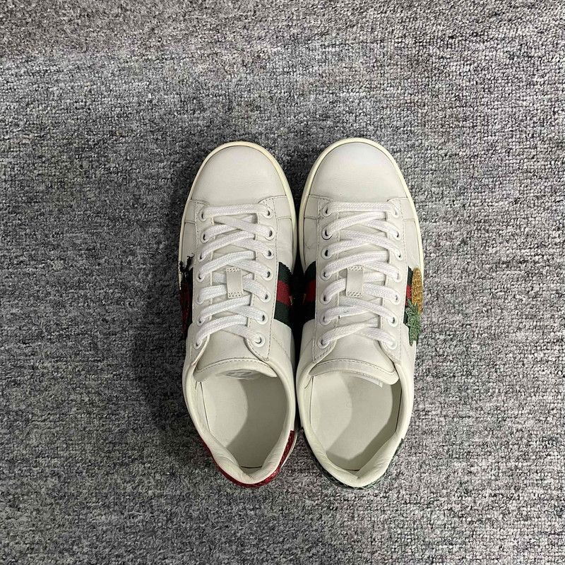 Gucci Gucci ACE Leather Embroidered Sneakers for Women 0079 Size US 4.5 / IT 34.5 - 12 Thumbnail