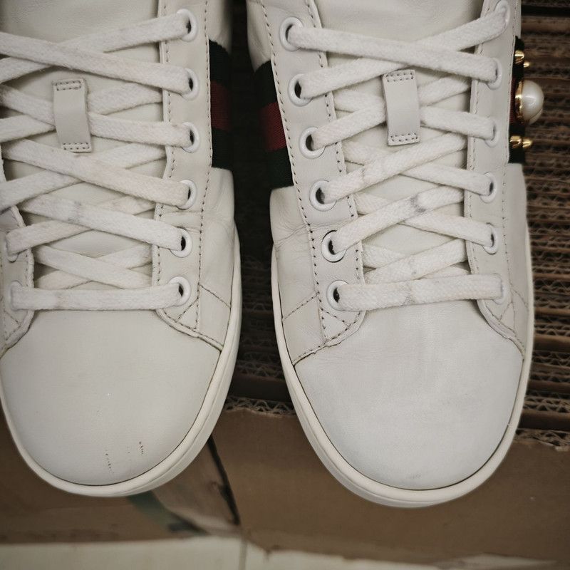 Gucci Gucci ACE Studded Leather Sneakers for Women 0079 Size US 7.5 / IT 37.5 - 6 Thumbnail