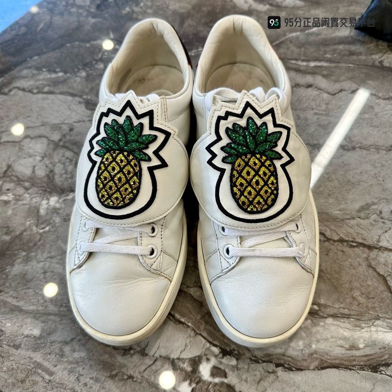 Gucci Gucci Casual White Sneakers with Pineapple Design 0079 Size US 6.5 / IT 36.5 - 2 Thumbnail