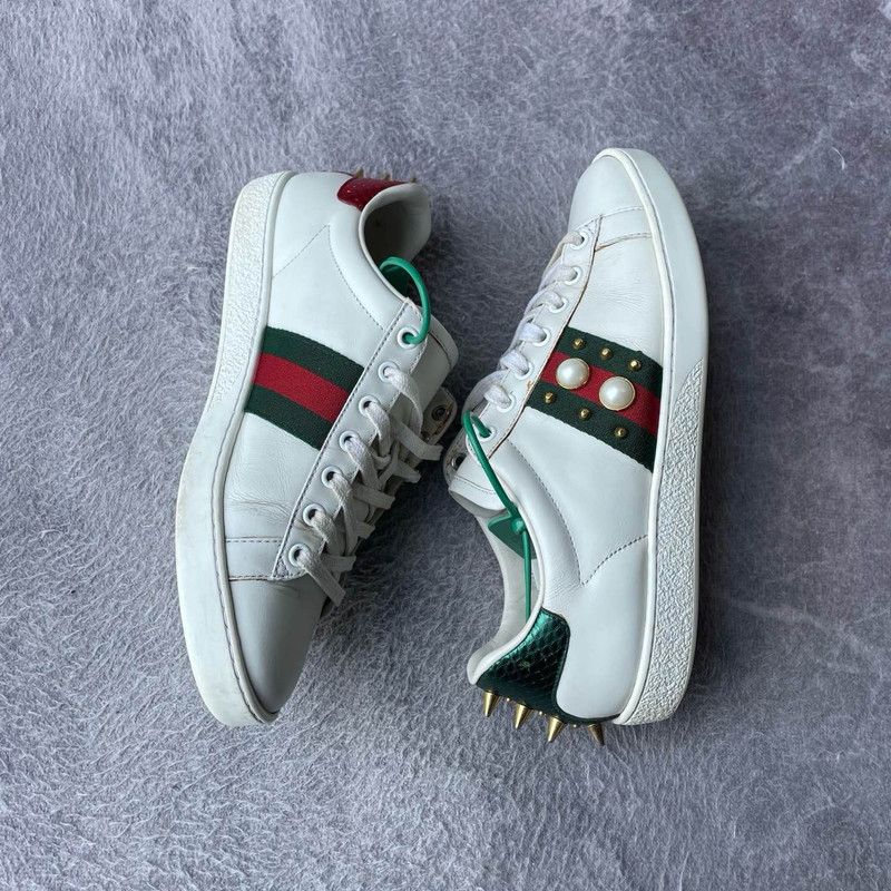 Gucci Gucci ACE Leather Studded Sneakers for Women 0079 Size US 6.5 / IT 36.5 - 7 Thumbnail