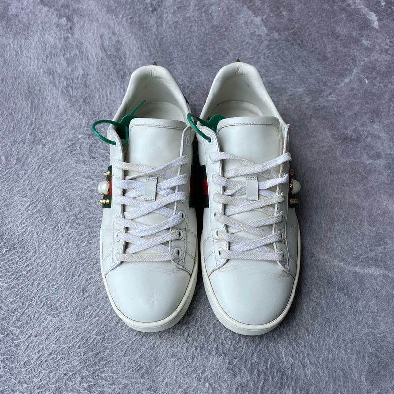 Gucci Gucci ACE Leather Studded Sneakers for Women 0079 Size US 6.5 / IT 36.5 - 2 Thumbnail