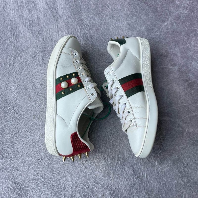 Gucci Gucci ACE Leather Studded Sneakers for Women 0079 Size US 6.5 / IT 36.5 - 6 Thumbnail