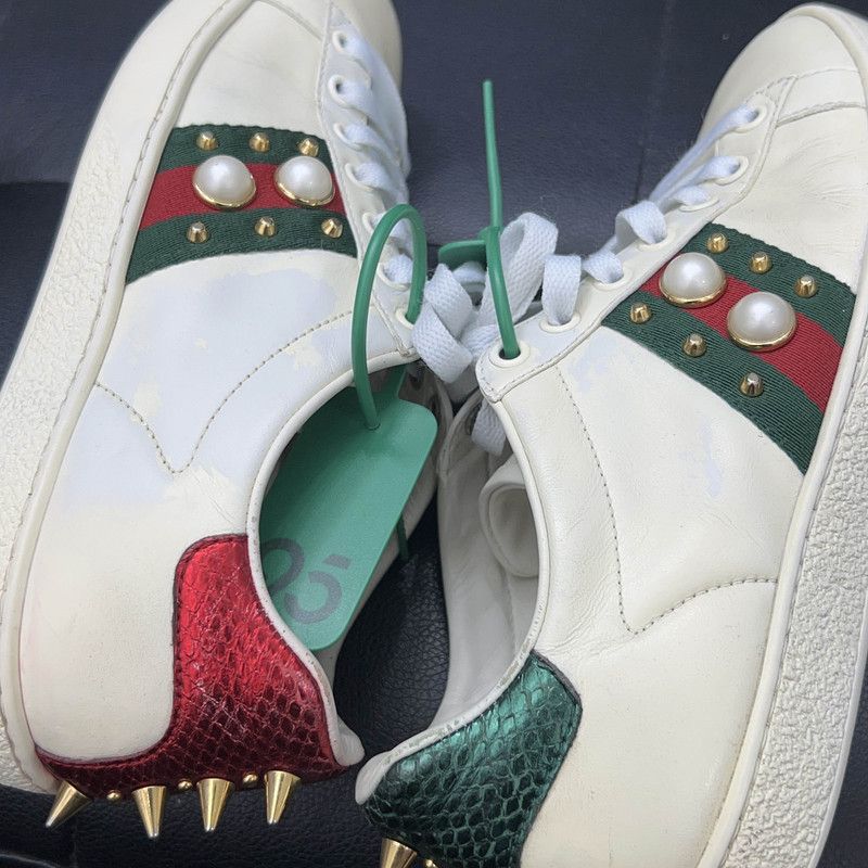 Gucci Gucci ACE Leather Studded Fashion Sneakers for Women 0079 Size US 6.5 / IT 36.5 - 6 Thumbnail