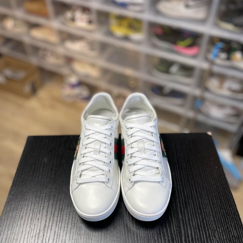 Gucci Gucci White Ace Sneakers with Bee Pattern 0079 Size US 5 / IT 35 - 2 Thumbnail