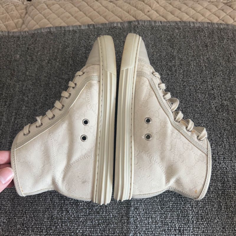 Gucci GUCCI High-Top Monogram Canvas Sneakers for Women 0079 Size US 5 / IT 35 - 8 Thumbnail