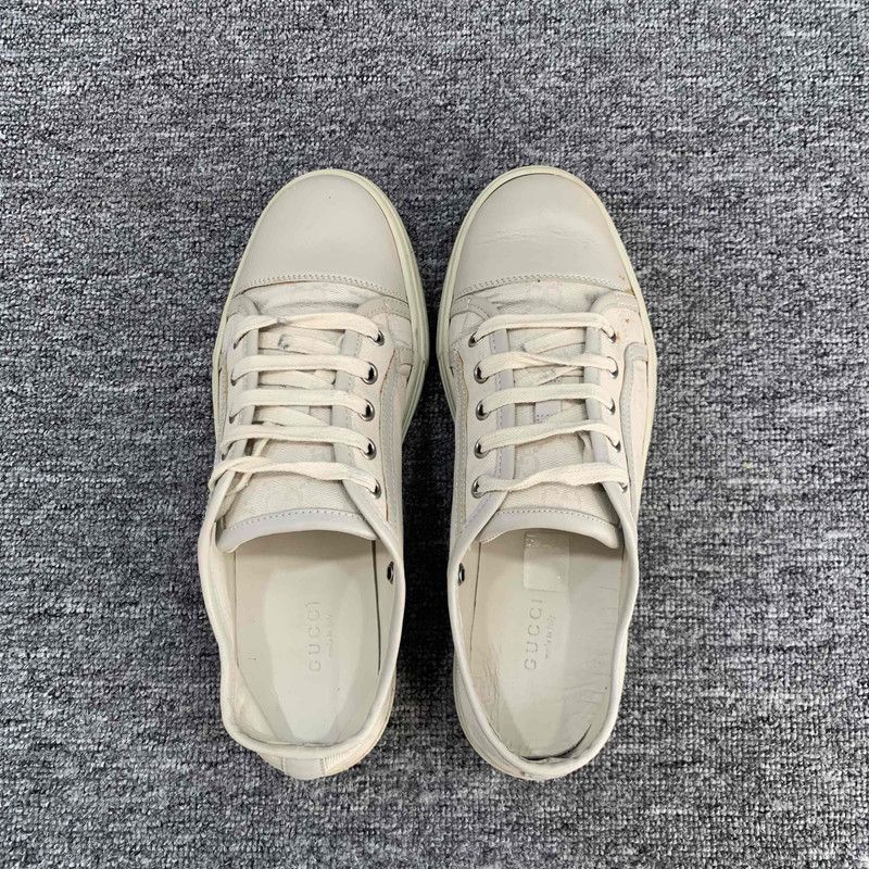Gucci Gucci Beige Canvas GG Logo Low-Top Sneakers 0079 Size US 6 / IT 36 - 10 Thumbnail