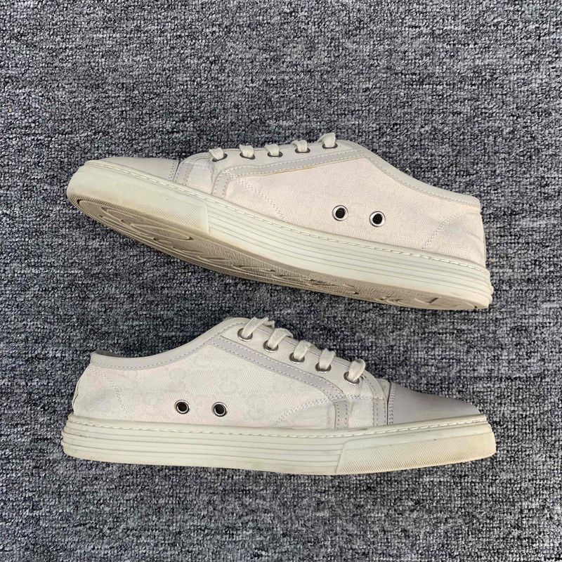 Gucci Gucci Beige Canvas GG Logo Low-Top Sneakers 0079 Size US 6 / IT 36 - 12 Thumbnail