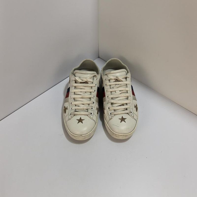Gucci Gucci Ace Bee & Star White Fashion Sneakers 0079 Size US 5 / IT 35 - 2 Thumbnail