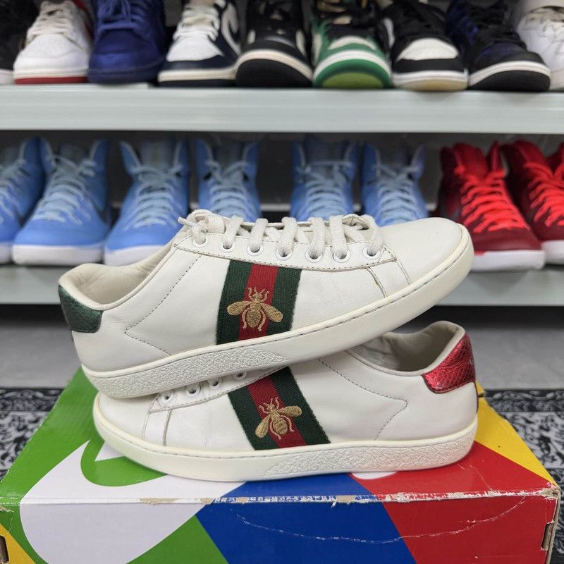 Gucci Gucci Ace White Leather Sneakers with Bee 0079 Size US 6 / IT 36 - 8 Thumbnail