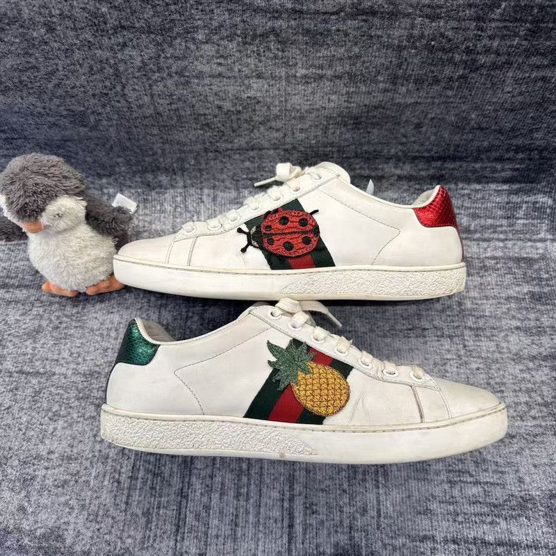 Gucci Gucci Ace Leather Sneakers with Pineapple Embroidery 0079 Size US 5 / IT 35 - 8 Thumbnail