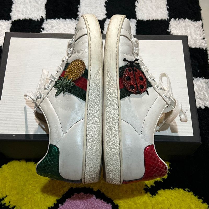 Gucci Gucci White Leather Pineapple Embroidered Sneakers 0079 Size US 6.5 / IT 36.5 - 3 Thumbnail