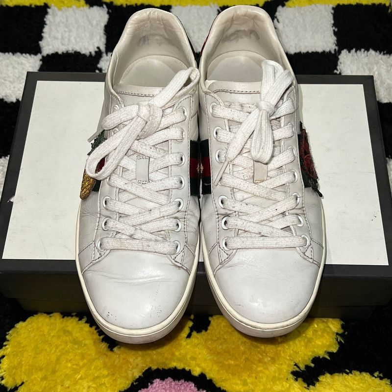 Gucci Gucci White Leather Pineapple Embroidered Sneakers 0079 Size US 6.5 / IT 36.5 - 4 Thumbnail