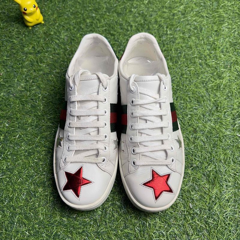 Gucci Gucci Ace Leather Star Low-Top Sneakers 0079 Size US 6 / IT 36 - 2 Thumbnail