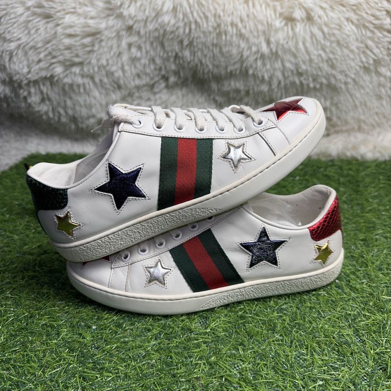 Gucci Gucci Ace Leather Star Low-Top Sneakers 0079 Size US 6 / IT 36 - 8 Thumbnail