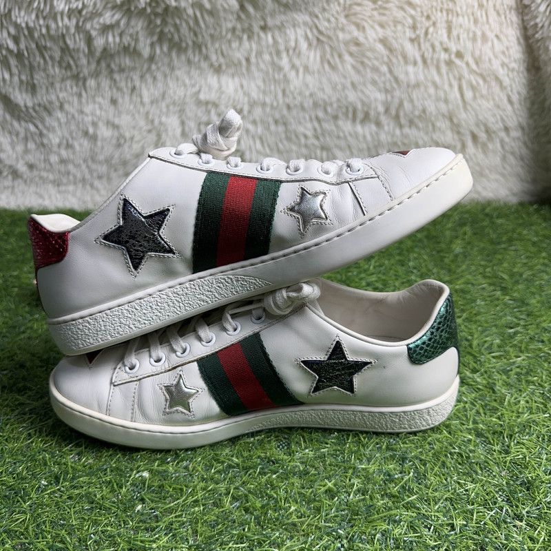 Gucci Gucci Ace Leather Star Low-Top Sneakers 0079 Size US 6 / IT 36 - 9 Thumbnail