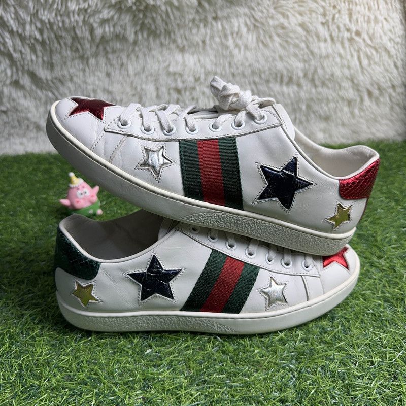 Gucci Gucci Ace Leather Star Low-Top Sneakers 0079 Size US 6 / IT 36 - 8 Thumbnail
