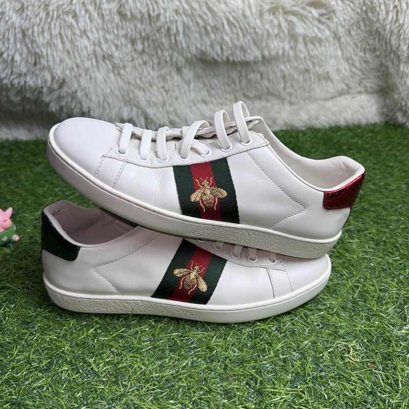 Gucci Gucci Ace White Sneakers with Red Green Stripes 0079 Size US 4.5 / IT 34.5 - 6 Thumbnail
