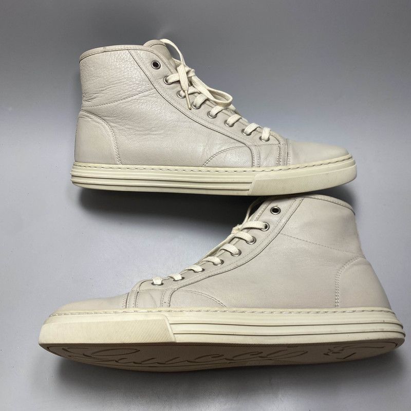 Gucci Gucci Stylish Gray Leather High-Top Sneakers 0079 Size US 9 / IT 39 - 6 Thumbnail