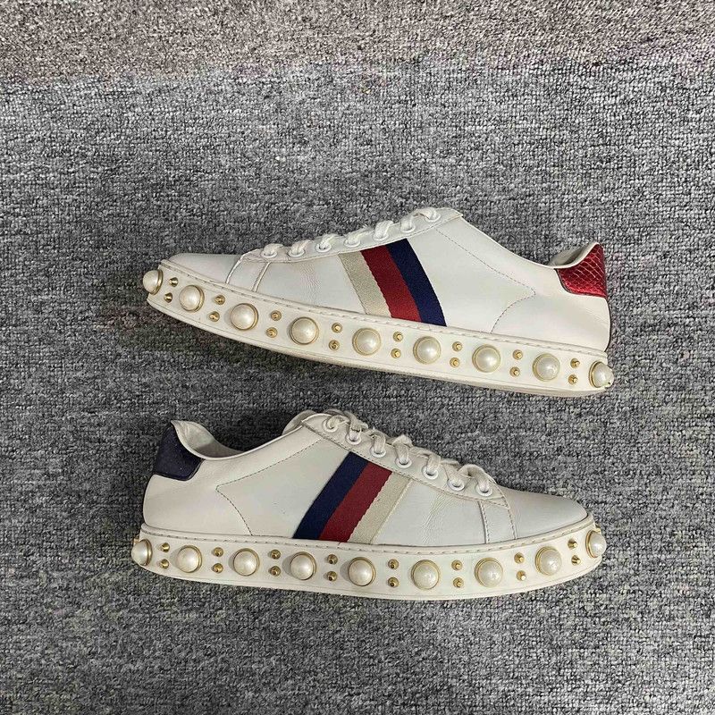 Gucci Gucci Ace Pearl Low-Top Sneakers for Women 0079 Size US 8 / IT 38 - 10 Thumbnail