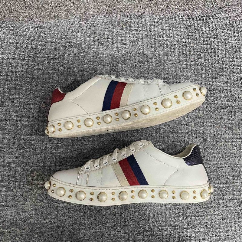 Gucci Gucci Ace Pearl Low-Top Sneakers for Women 0079 Size US 8 / IT 38 - 11 Thumbnail