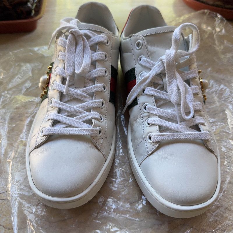 Gucci Gucci Ace Leather Studded Fashion Sneakers for Women 0079 Size US 6.5 / IT 36.5 - 2 Thumbnail