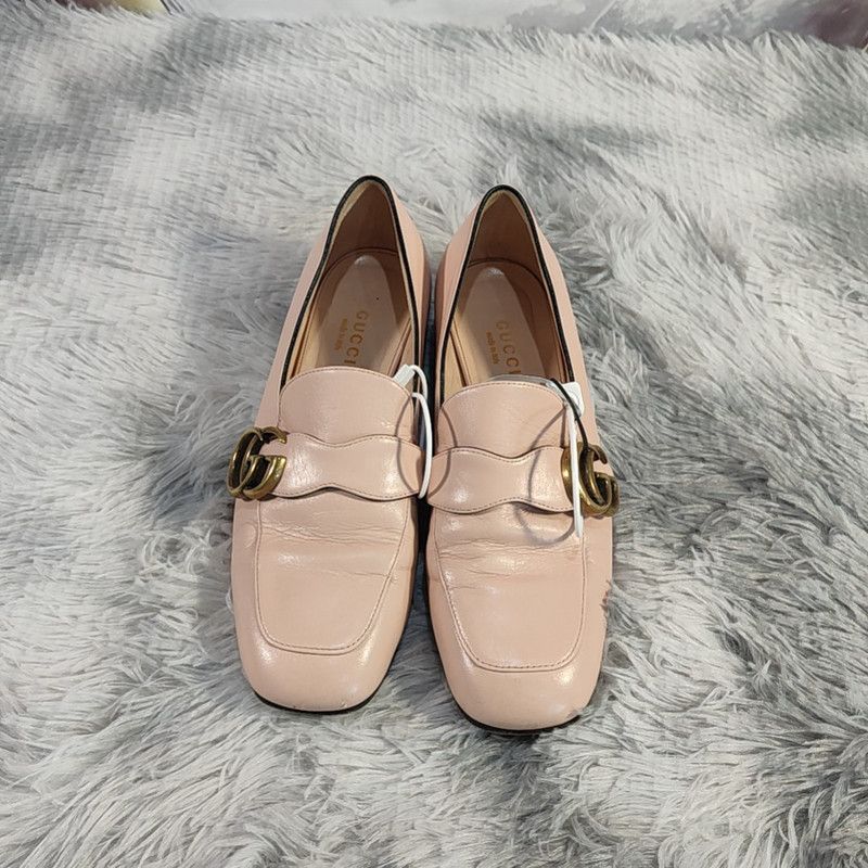 Gucci Gucci Pink Leather Fashion Loafers for Women 0079 Size US 8 / IT 38 - 2 Thumbnail