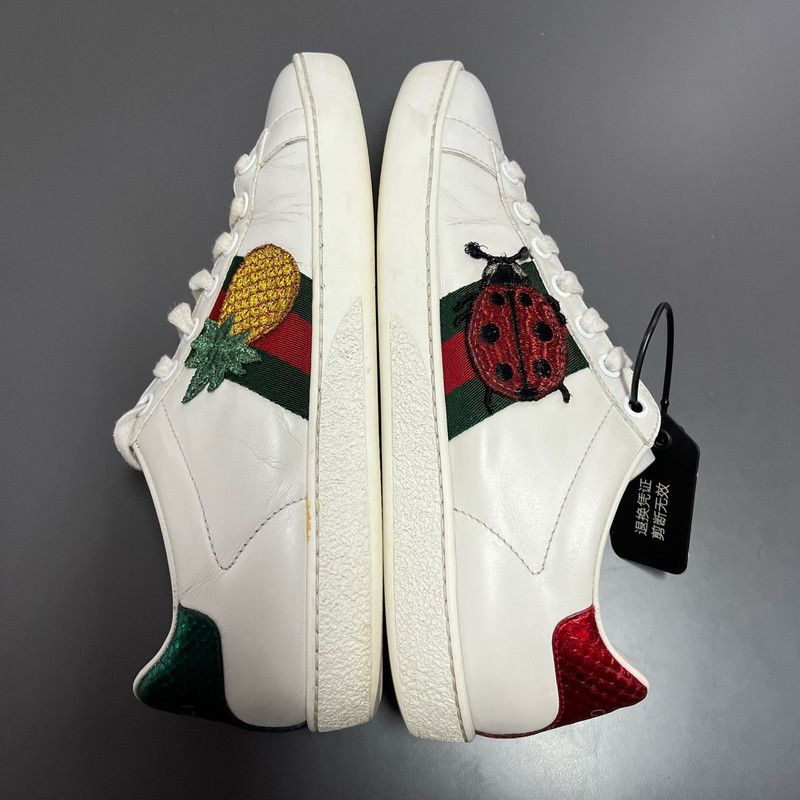 Gucci Gucci ACE Leather Sneakers with Pineapple Embroidery 0079 Size US 5 / IT 35 - 7 Thumbnail