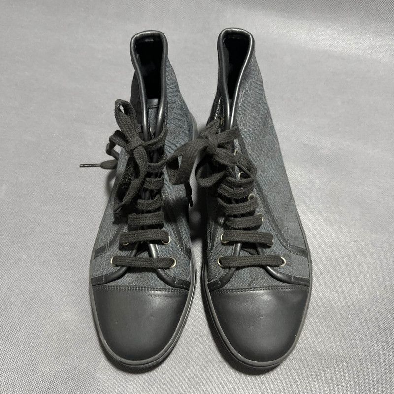 Gucci Gucci Monogram Black High Top Fashion Sneakers 0079 Size US 5 / IT 35 - 2 Thumbnail