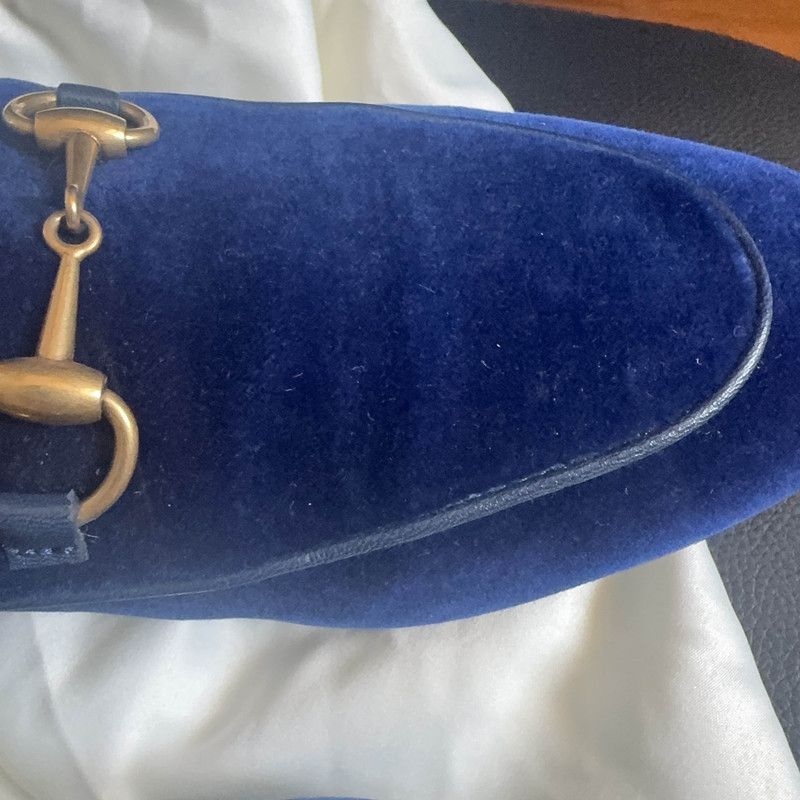 Gucci Gucci Jordaan Blue Velour Casual Shoes 0079 Size US 7.5 / IT 37.5 - 8 Thumbnail