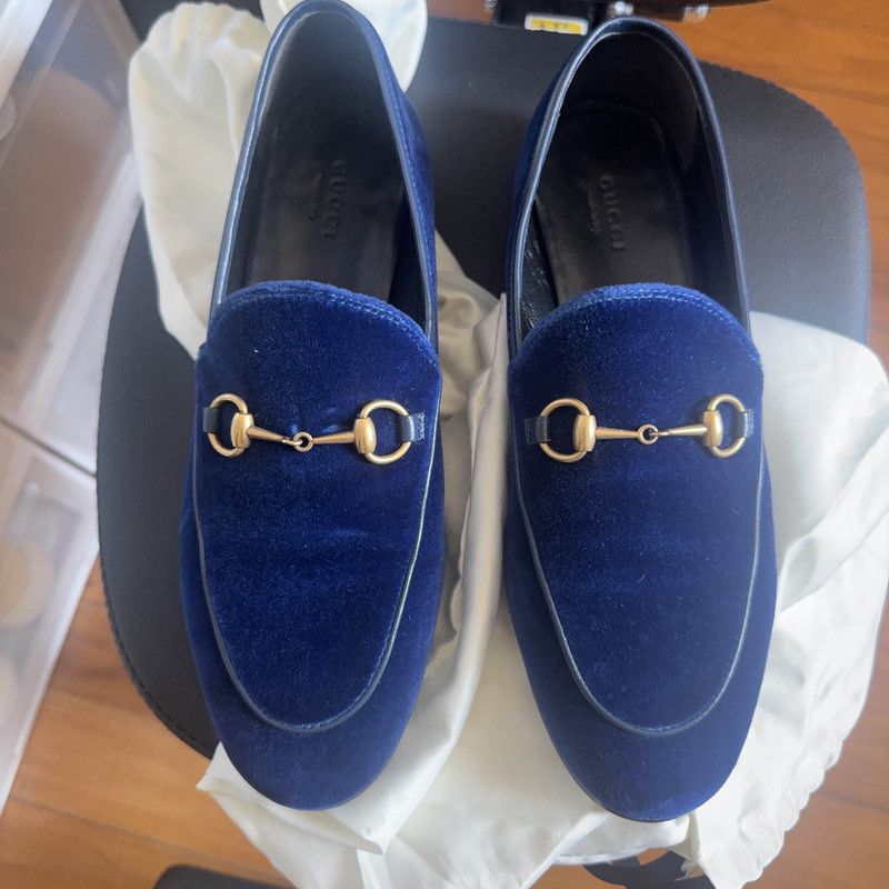 Gucci Gucci Jordaan Blue Velour Casual Shoes 0079 Size US 7.5 / IT 37.5 - 2 Thumbnail
