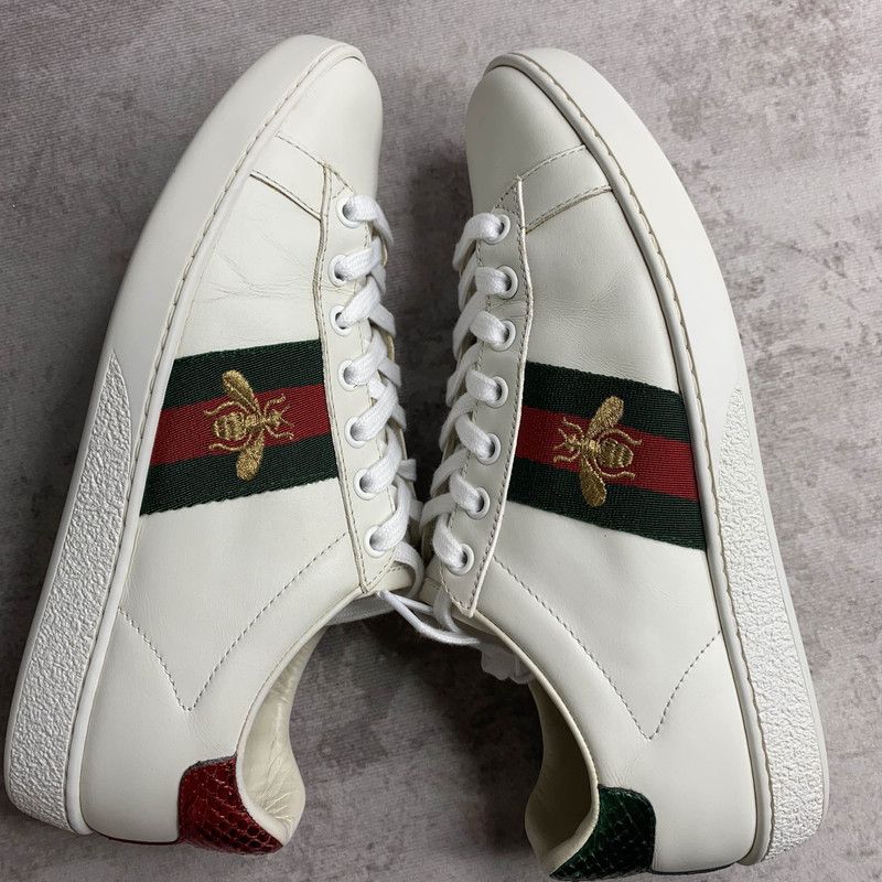 Gucci Gucci Ace White Leather Sneakers with Bee Design 0079 Size US 6.5 / IT 36.5 - 8 Thumbnail