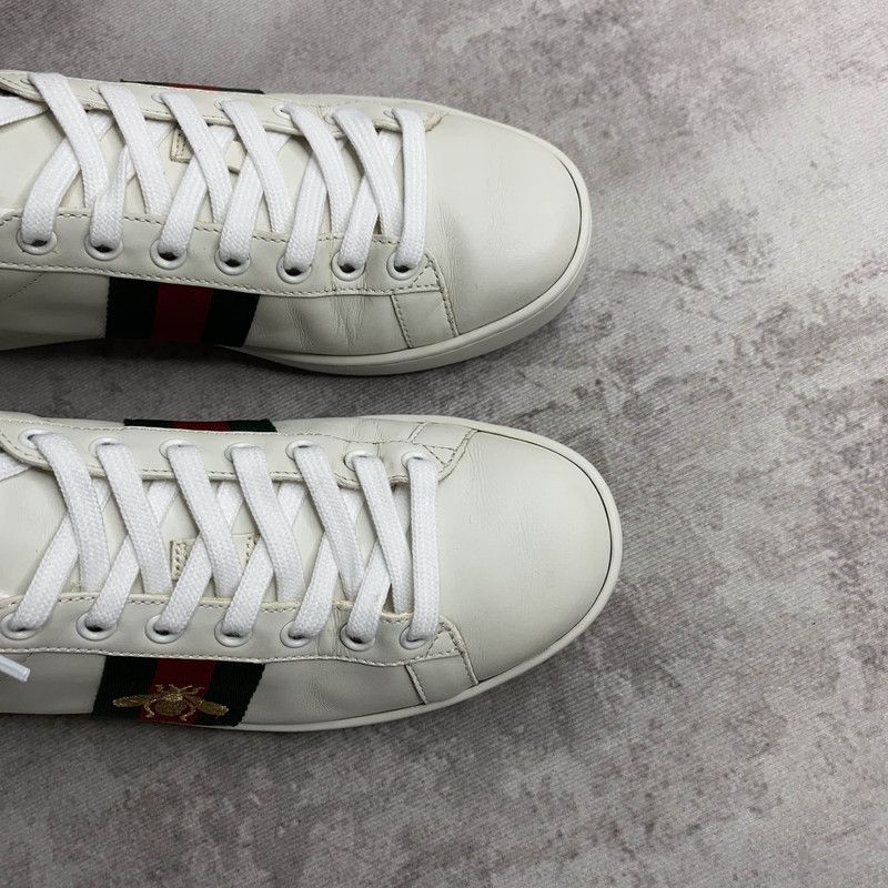 Gucci Gucci Ace White Leather Sneakers with Bee Design 0079 Size US 6.5 / IT 36.5 - 7 Thumbnail