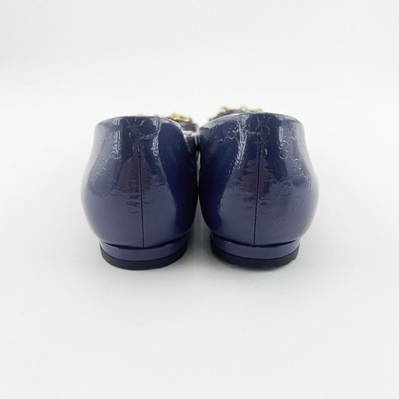 Gucci Gucci Blue Peep-Toe Patent Flats for Women 0079 Size US 6 / IT 36 - 3 Thumbnail