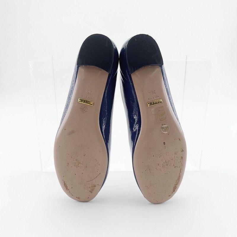 Gucci Gucci Blue Peep-Toe Patent Flats for Women 0079 Size US 6 / IT 36 - 4 Thumbnail