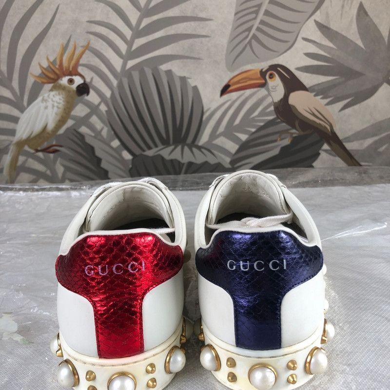 Gucci Gucci Ace Pearl Detail Low-Top Sneakers 0079 Size US 5 / IT 35 - 4 Thumbnail