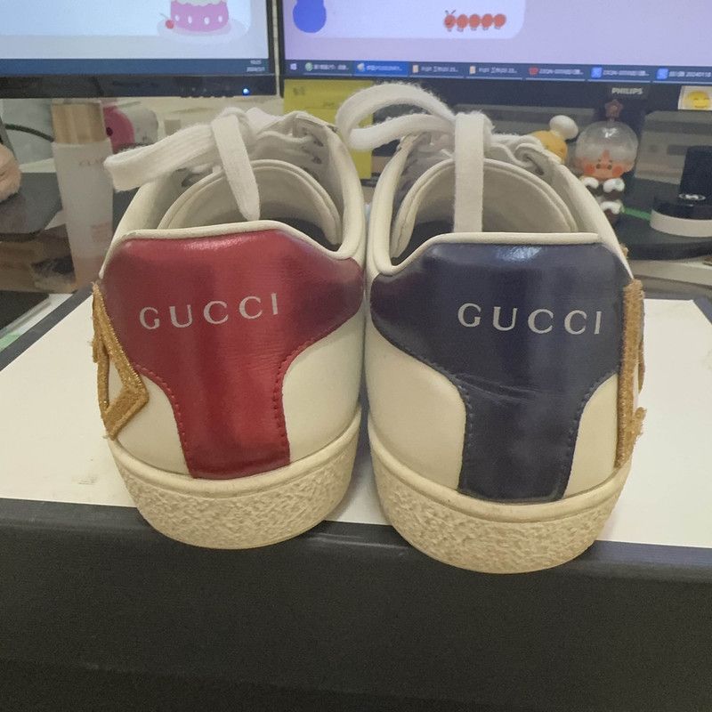 Gucci Gucci Leather Embroidered Ace Sneakers for Women 0079 Size US 6.5 / IT 36.5 - 3 Thumbnail